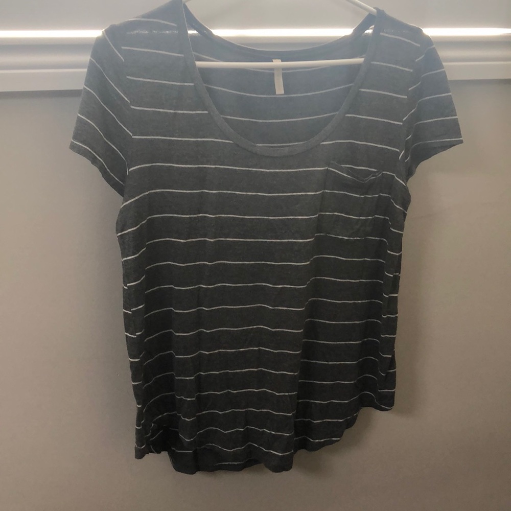 Soft Grey and White Striped Love & Charm T-Shirt